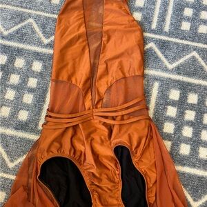 Dance costume, orange leotard